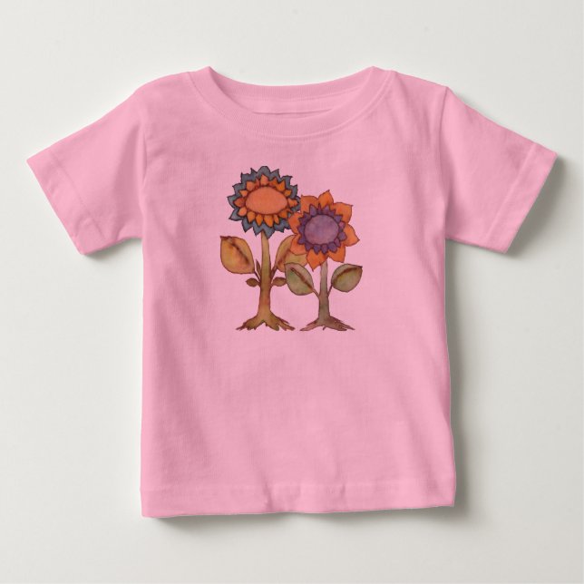 Die Erde lacht mit Blume Baby T-shirt (Vorderseite)