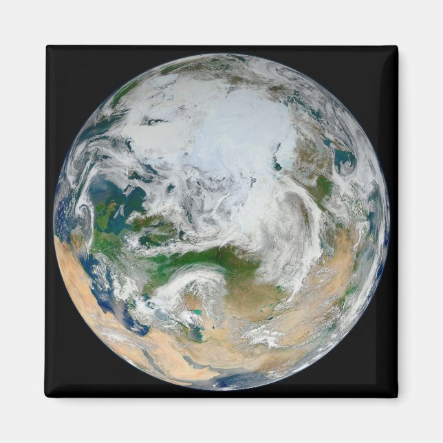 Die Erde mit der Arktis, Europa und Asien. Magnet (Vorne)