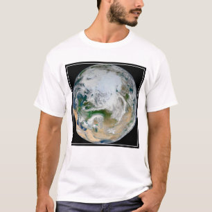 Die Erde mit der Arktis, Europa und Asien. T-Shirt