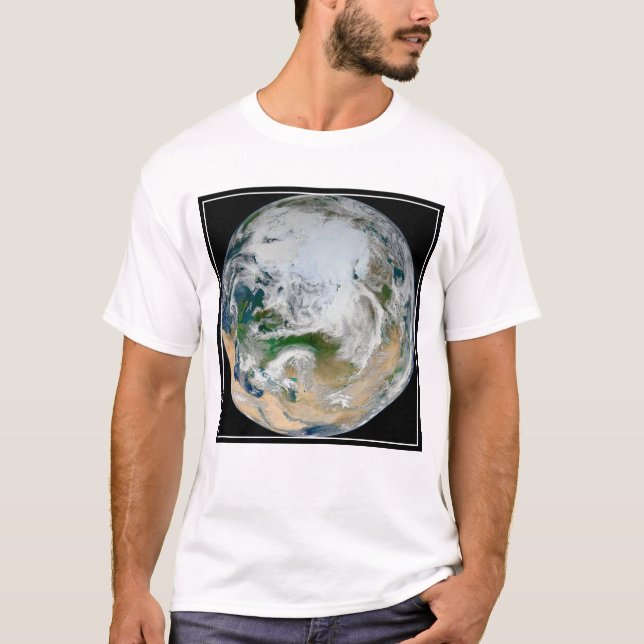 Die Erde mit der Arktis, Europa und Asien. T-Shirt (Vorderseite)
