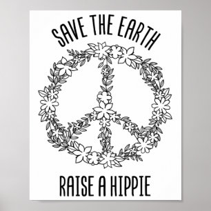 Die Erde rette einen Hippie Planet Erde Day Gif Poster