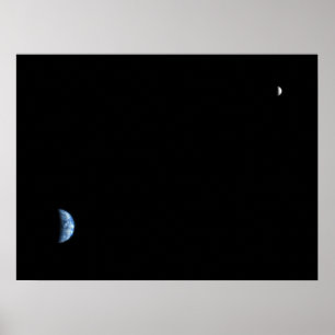 Die Erde und der Mond aus den Mars Poster