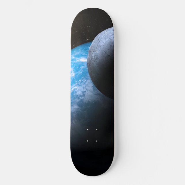 Die Erde und der Mond Skateboard (Vorderseite)