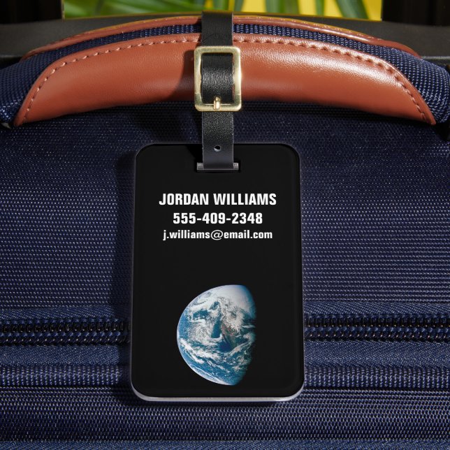 Die Erde wurde aus dem Apollo 13 Raumfahrzeug geno Gepäckanhänger (Vorderseite Insitu 2)