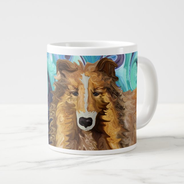 Die erfinderische Collie des Psychedelic Hund Para Jumbo-Tasse (Vorderseite Rechts)