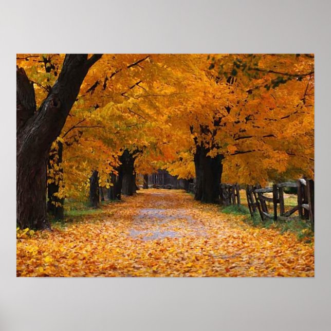 Die Erinnerungsstrecke des Herbstes herunterlaufen Poster (Vorne)