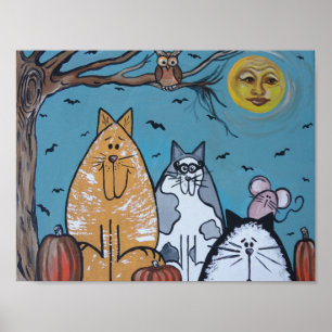 Die Ernte-Mond einer Katze Poster