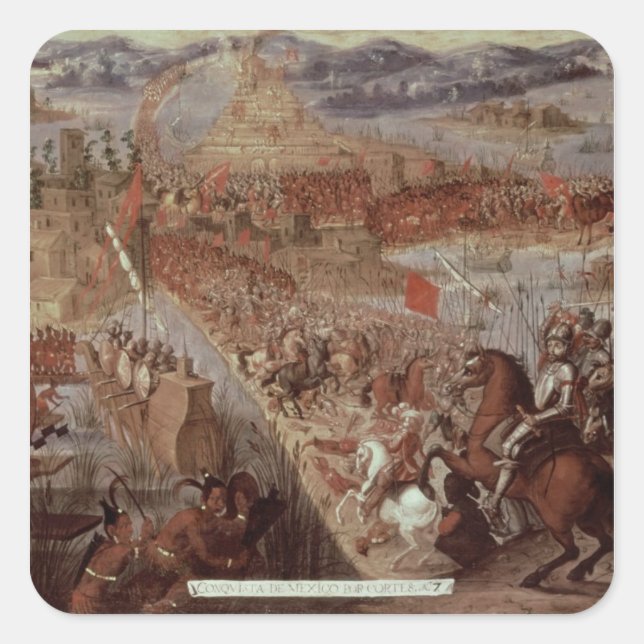 Die Eroberung Tenochtitlans Quadratischer Aufkleber (Vorderseite)