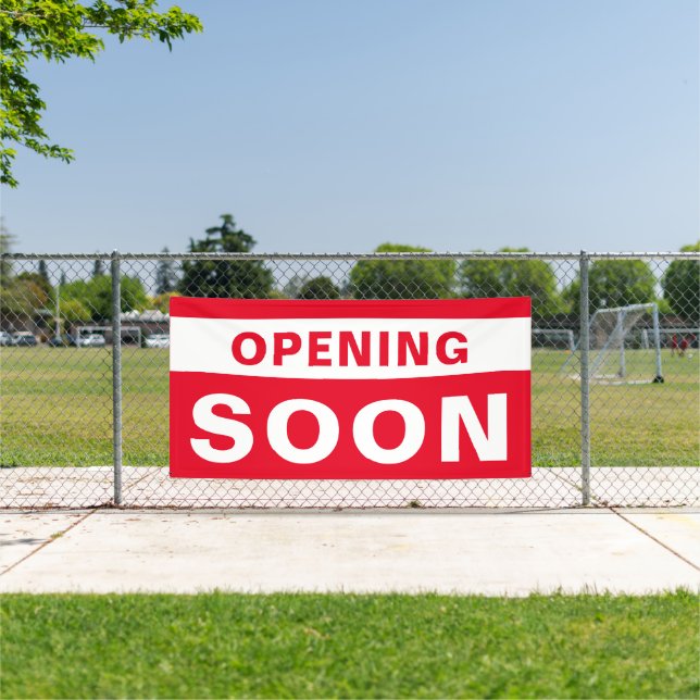 Die Eröffnung bald Business Red Weiß große Außensc Banner (Insitu)