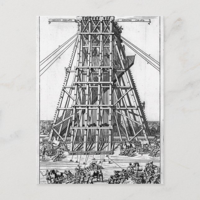 Die Errichtung des alten ägyptischen Obelisk Postkarte (Vorderseite)