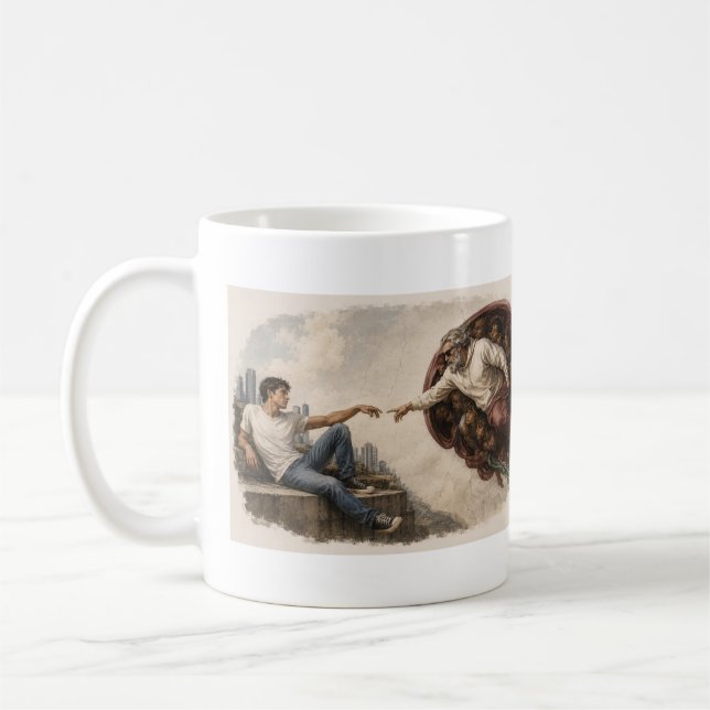Die Erschaffung Adams - Moderne Wendung  Kaffeetasse (Links)