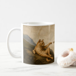 Die Erschaffung von Adam Katzen Renaissance-Parodi Kaffeetasse