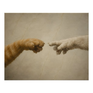Die Erschaffung von Adam Katzen Renaissance-Parodi Poster