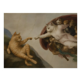Die Erschaffung von Adam Katzen Renaissance-Parodi Poster