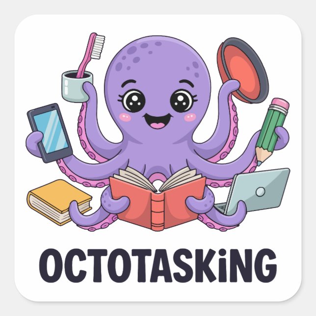 Die erstaunliche Kreatur im Multitasking-Modus Quadratischer Aufkleber (Vorderseite)