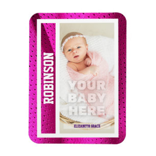 Die erste Baseballkarte des Babys, rosa Mesh Magnet