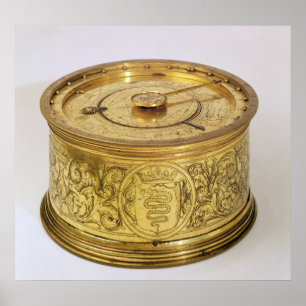 Die erste feder-getriebene Uhr mit Sicherung, 1525 Poster