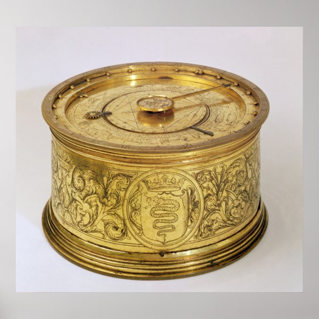 Die erste feder-getriebene Uhr mit Sicherung, 1525 Poster (Vorne)