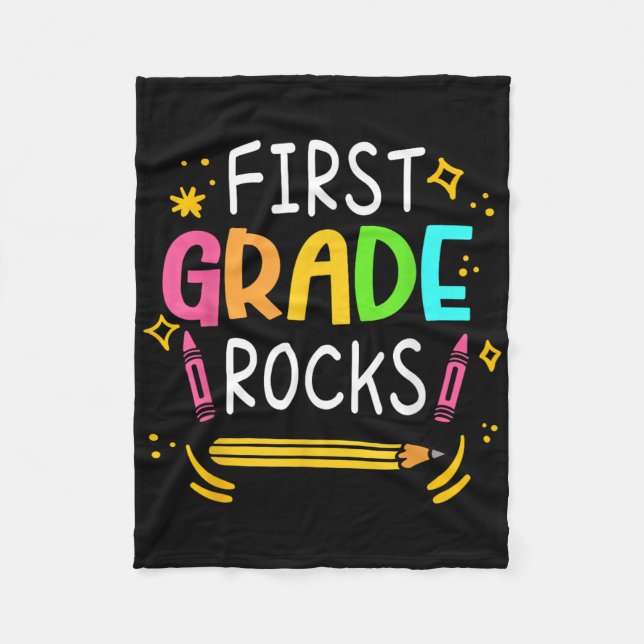 Die erste Klasse rockt 1. Klasse Kind erster Schul Fleecedecke (Vorderseite)