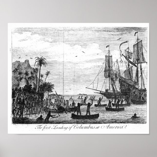 Die erste Landung Kolumbus in Amerika Poster (Vorne)