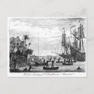 Die erste Landung Kolumbus in Amerika Postkarte
