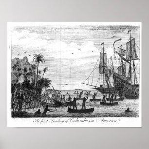 Die erste Landung von Columbus bei Amerika Poster