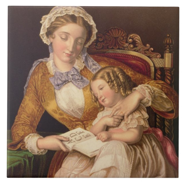 Die erste Lektion, Kneipe. durch Baxter 1855 Fliese (Vorderseite)