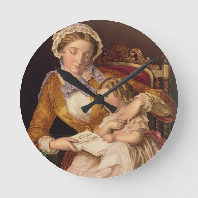 Die erste Lektion, Kneipe. durch Baxter 1855 Runde Wanduhr (Vorderseite)