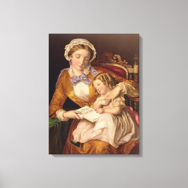 Die erste Lektion, Pub. von Baxter, 1855 (Druck) Leinwanddruck (Vorderseite)