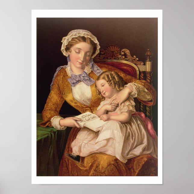 Die erste Lektion, Pub. von Baxter, 1855 (Druck) Poster (Vorne)