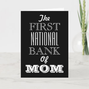 Die erste Nationalbank der Mama Funny Dankeskarte