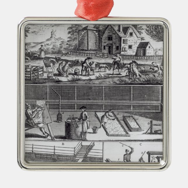 Die erste Platte der Woollen Fertigung Silbernes Ornament (Vorne)