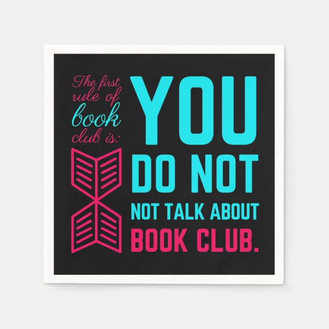 Die erste Regel des Buchklubs lustige Phrase Serviette (Vorderseite)