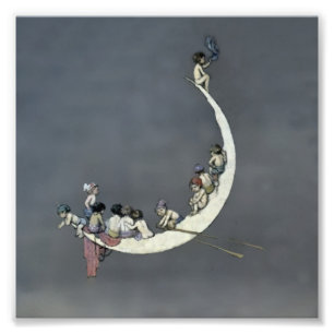 „Die erste Reise des Mondes“ von W Heath Robinson Fotodruck