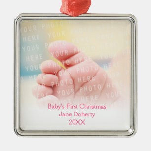 Die erste Weihnacht des Babys   Anpassbar Silbernes Ornament