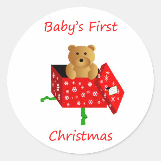 Die erste Weihnacht des Babys Runder Aufkleber