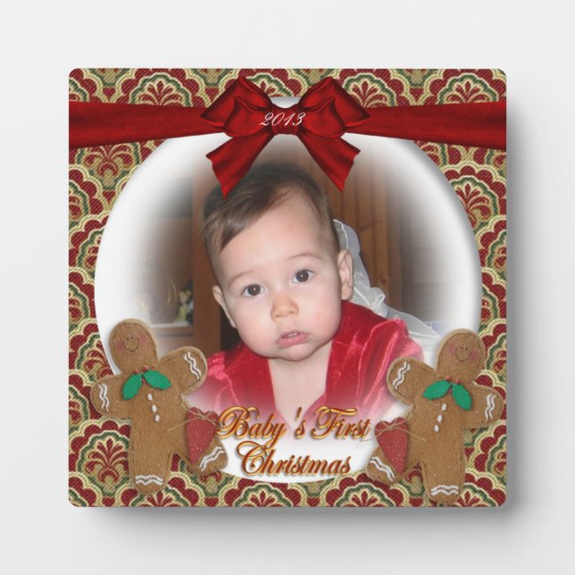 Die erste Weihnachts-Foto-Plakette des Babys Fotoplatte (Vorderseite)