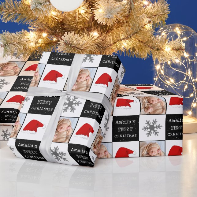 Die erste Weihnachtsfeier der Weihnachtsmannmütze  Geschenkpapier (Feiertage)