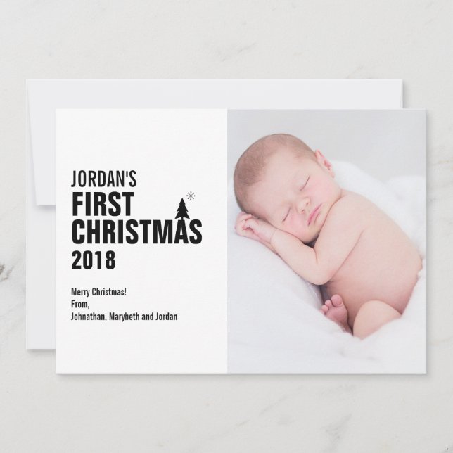 Die erste Weihnachtsfotokarte des Babys Feiertagskarte (Vorderseite)