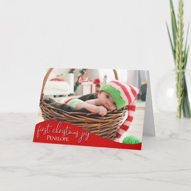 Die erste Weihnachtsfreude des Babys - DEIN BABYS  Karte (Vorderseite)