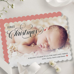 Die erste Weihnachtskarte für das Baby Feiertagskarte