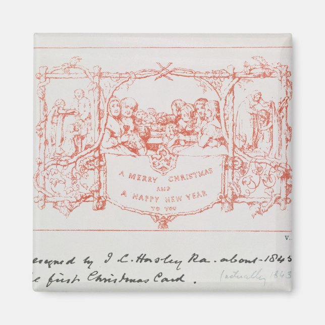Die erste Weihnachtskarte von J.C.Horsley, 1843 Magnet (Vorne)
