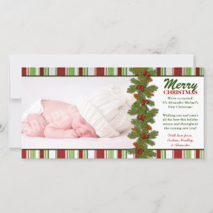 Die erste Weihnachtskiefernkarte des Babys Feiertagskarte