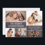 Die erste Weihnachtsklammertafel des Fotos Dankeskarte<br><div class="desc">Feiern Sie die Freude und das Wunder an den ersten Weihnachten Ihres Babys mit der First Christmas Foto Collage Chalkboard Dankeschön Card des Babys. Diese herzliche, flache Vorlage für den Urlaub ermöglicht es Ihnen, die wertvollen Momente Ihres Neugeborenen Weihnachten mit Familie und Freunden zu teilen, guten Beifall zu verbreiten und...</div>