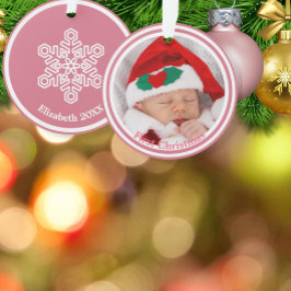 Die erste Weihnachtsschneeflocke des Babys auf Ros Ornament