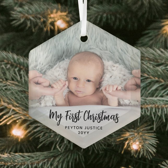 Die erste Weihnachtszeit des Babys Einfache 1 Foto Ornament Aus Glas (Von Creator hochgeladen)
