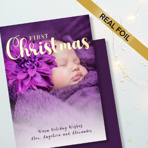 Die erste Weihnachtszeit des Babys Folien Feiertagskarte