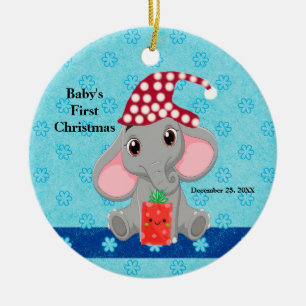 Die erste Weihnachtszeit des Babys mit der Elefant Keramik Ornament