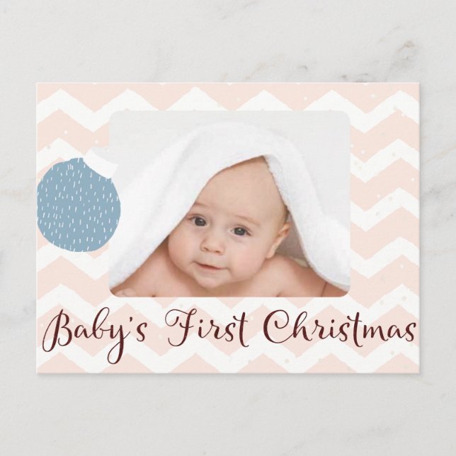 Die erste Weihnachtszeit des Babys mit Foto Feiertagspostkarte (Vorderseite)
