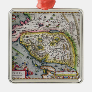 Die erste Western-Atlas-China 1584 Ornament Aus Metall
